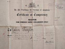 Capt. Taylor's Master's Certificate